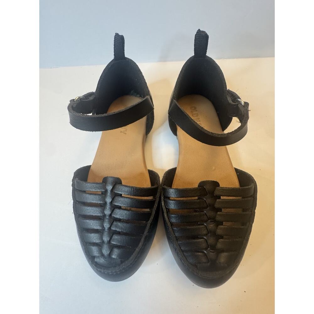 Old Navy Girls Huarache Flats Black Ankle Strap Shoes Size 7